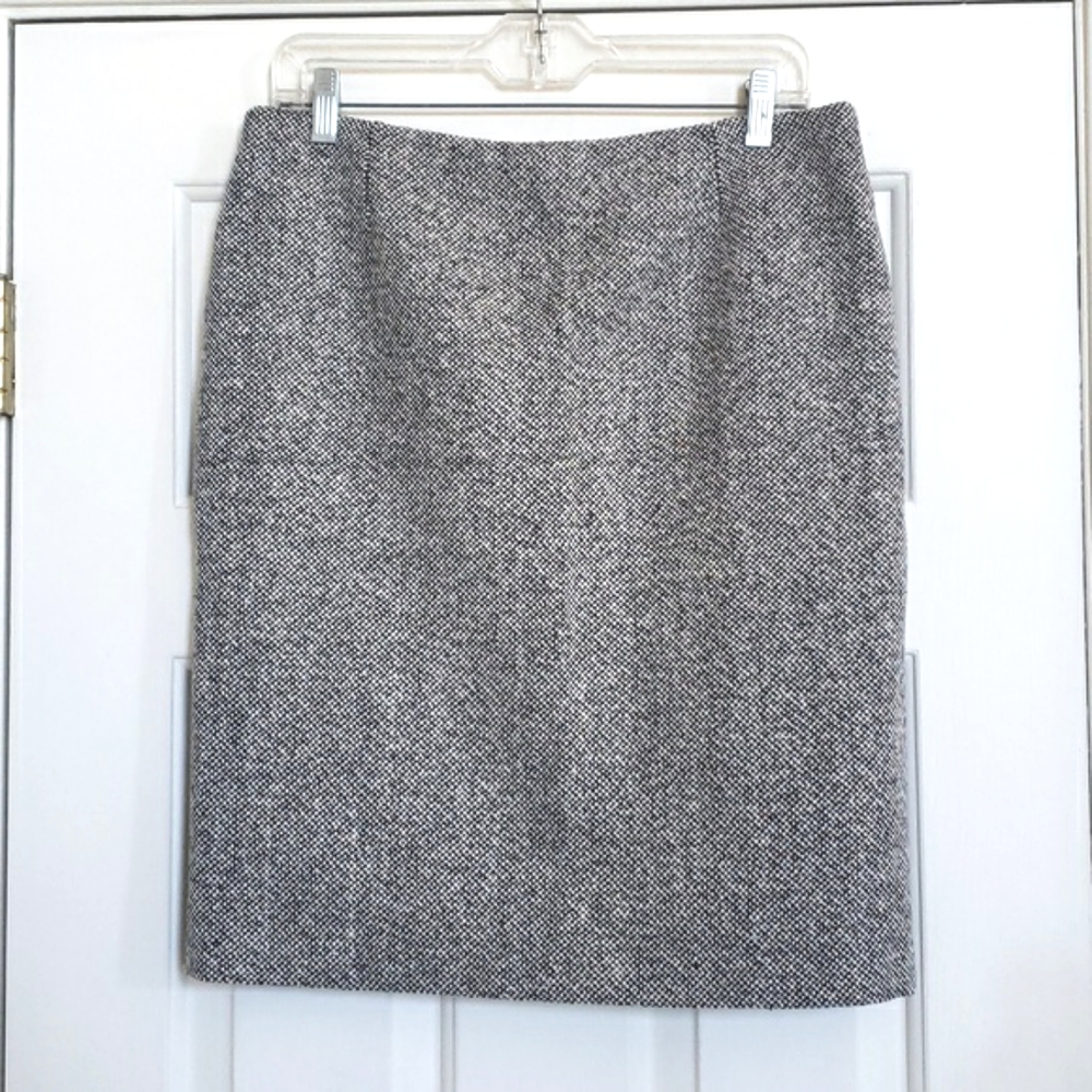 Vintage Alberto Makali Wool Tweed Pencil Skirt Black White Basketweave | SIZE 10 - Picture 4 of 9